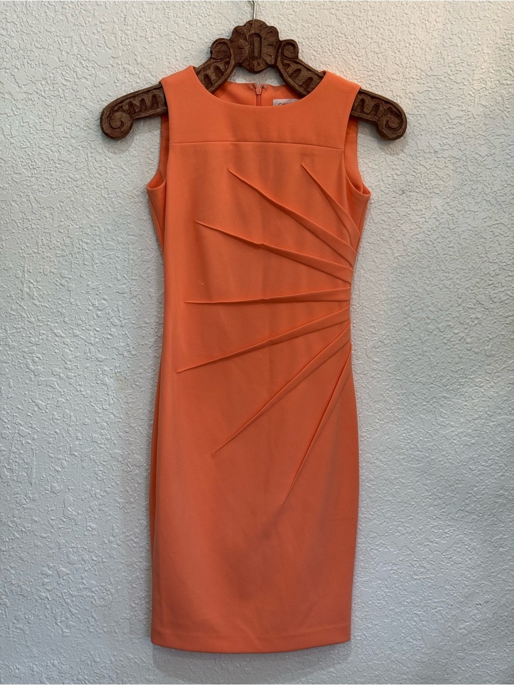Calvin Klein Coral Pleated Sheath Dress Size 0P